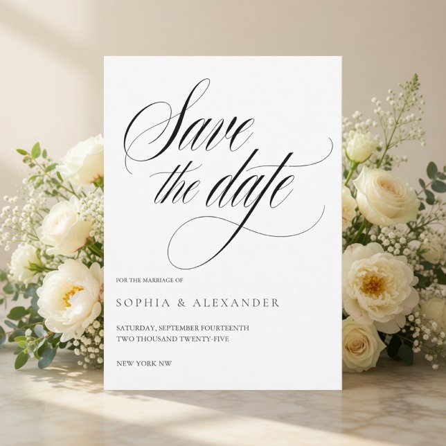 Spara datumet Elegant skrivstil Kalligrafi Inbjudningar (Skapare uppladdad)