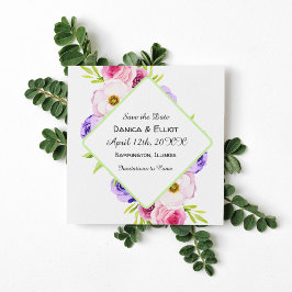 Spara datumet | Elegant Watercolor Blommigt Bröllo