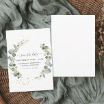Spara datumet Eucalyptus Greenery Succulent<br><div class="desc">Eucalyptus Greenery Succulent Botanical Watercolor Vår bröllop Spara datumkortet på vit bakgrund - innehåller vacker och elegant manustypografi med modernt botaniskt löv och grönt för den speciella Bröllopsdagen firande.</div>