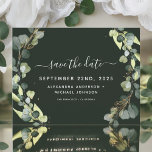 Spara datumet Eucalyptus Greenery Succulent Meddelande Vykort<br><div class="desc">Eucalyptus Greenery Succulent Botanical Watercolor Vår bröllop Spara datumkortet på vit bakgrund - innehåller vacker och elegant manustypografi med modernt botaniskt löv och grönt för den speciella Bröllopsdagen firande.</div>