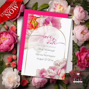 spara datumet Fet vackert Scarlet Peony Inbjudningar