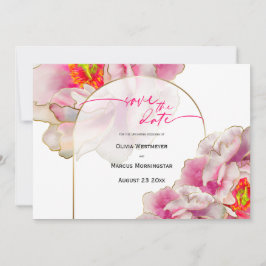 spara datumet | Fet vackert Scarlet Peony Invi Inbjudningar