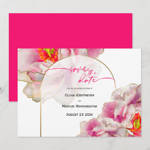 spara datumet Fet vackert Scarlet Peony Invi Inbjudningar