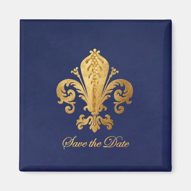 Spara datumet Fleur-de-lis Magnet (Framsidan)