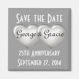 Spara datumet för 25-årsdagen av silver glashjärta magnet