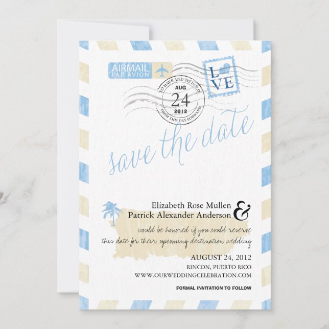 Spara datumet för Antique Puerto Rico Airmail (Framsida)