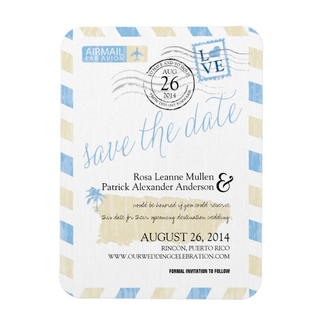 Spara datumet för Antique Puerto Rico Airmail Magnet (Vertikal)