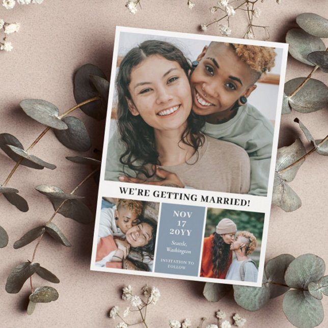 Spara datumet för att spara blått 3-foto i modern  (Skapare uppladdad)