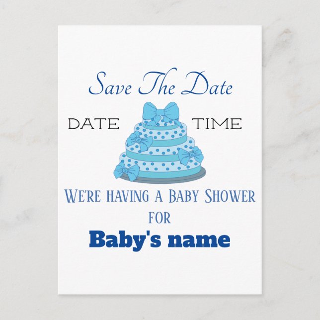 Spara datumet för baby boy shower vykort (Framsida)