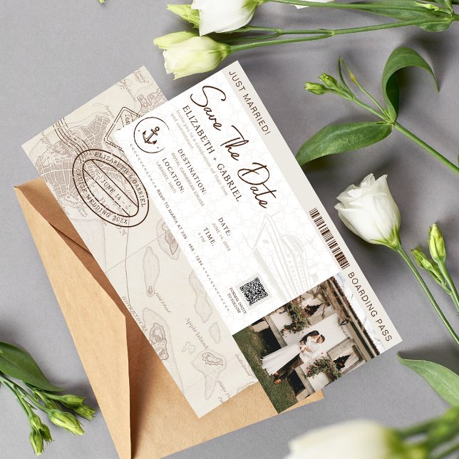 Spara datumet för boardingpasset i Bröllop Inbjudningar (Skapare uppladdad)