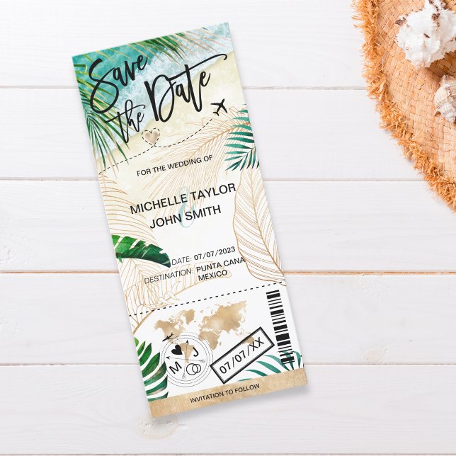 Spara datumet för boardingpassets världskarta inbjudningar (Skapare uppladdad)