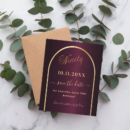 Spara datumet för Burgundy guld 90:e födelsedagsbu Flygblad