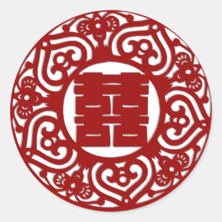 spara datumet för den röda dubblans lycka i bröllo runt klistermärke