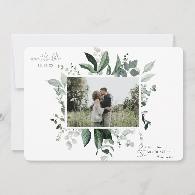 Spara datumet för det botaniska lädret Greenery Ph (Framsida)