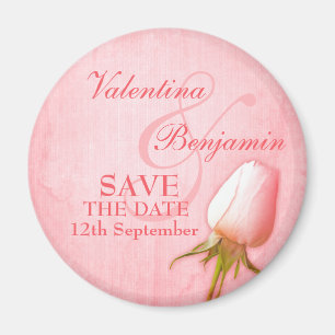 Spara datumet för ett Rosa ros-färgrutnät Magnet
