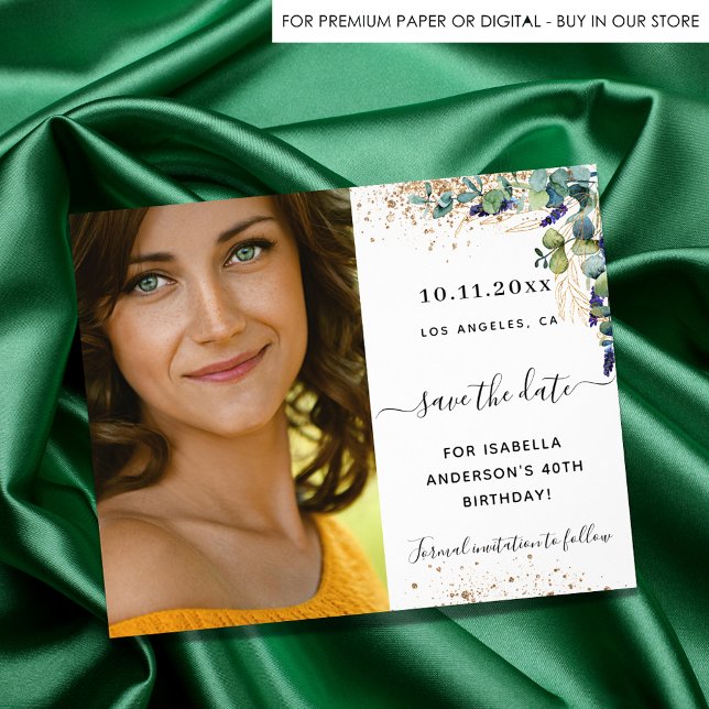 Spara datumet för eucalyptus greenery-fotot på föd (Skapare uppladdad)