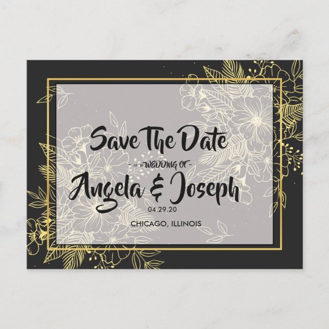 Spara datumet för Golden Ro Meddelande Vykort (Framsida)