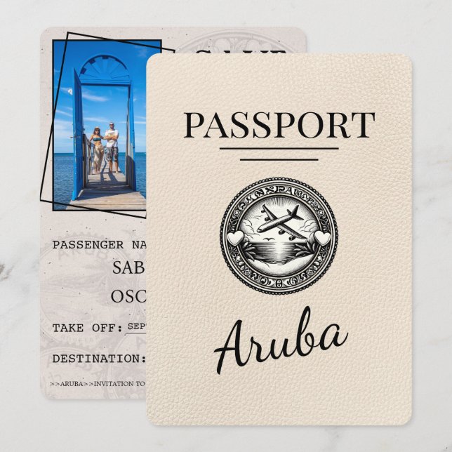 Spara datumet för Ivory Aruba Passport (Fram/baksida)