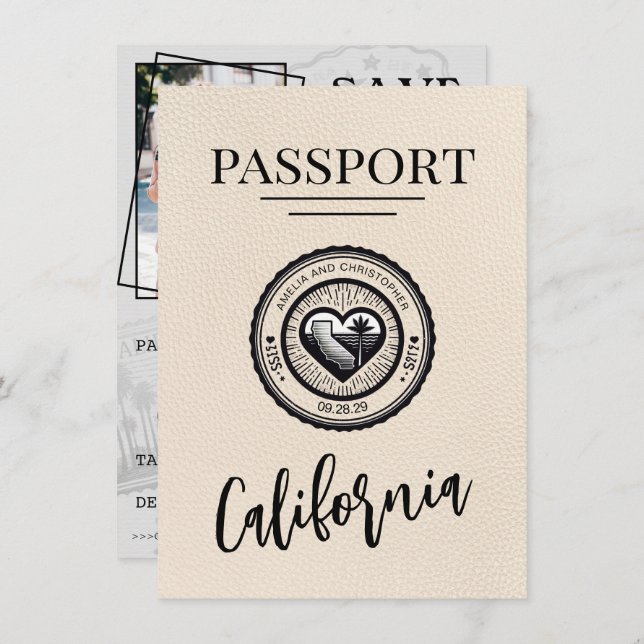 Spara datumet för Ivory California Passport (Fram/baksida)