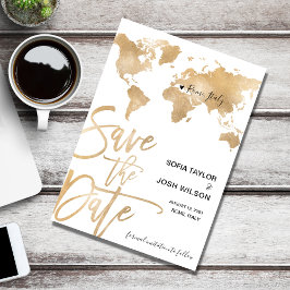 Spara datumet för målvärldskartan Guld Heart Inbjudningar