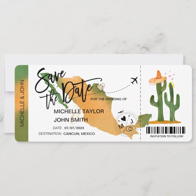 Spara datumet för ombordstigning i Mexiko Inbjudningar (Framsida)