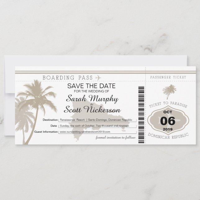 Spara datumet för påstigningskortet till Dominikan (Framsida)