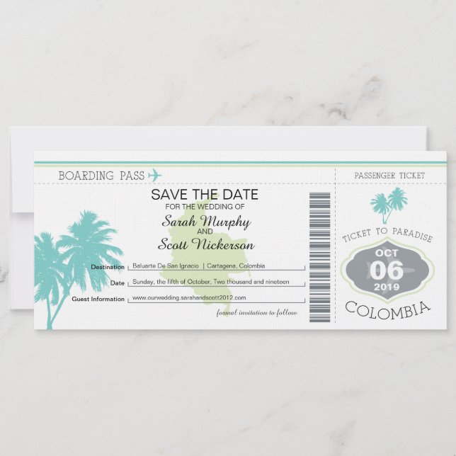 Spara datumet för påstigningstillståndet i Colombi (Framsida)