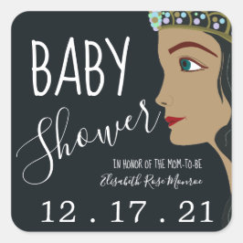 Spara datumet för Princess Blue Baby Shower Fyrkantigt Klistermärke