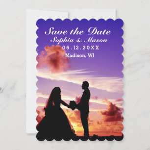 Spara datumet för Silhouette Bride & Groom Sunset