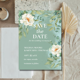 Spara datumet för silver-bläckblomman i eukalyptus inbjudningar