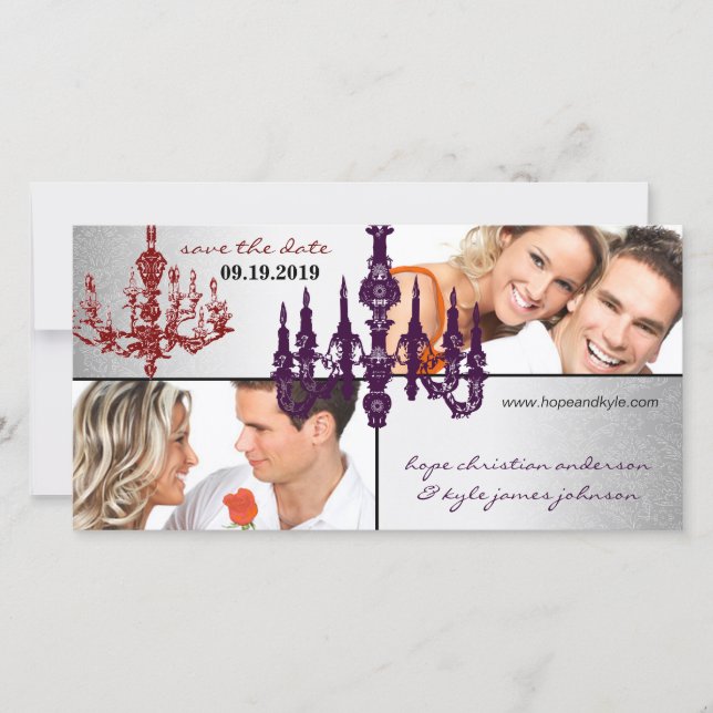 Spara datumet för silver-skadans chandelier Red &  (Framsida)