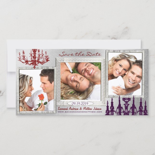 Spara datumet för silver-skadans chandelier Red &  (Framsida)