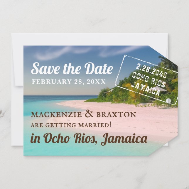 Spara datumet för strandbröllop - Märke (Framsida)