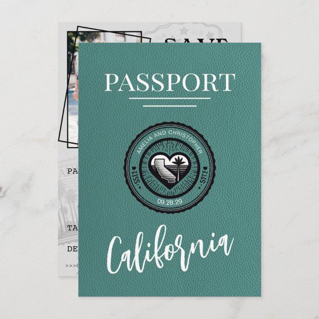 Spara datumet för Turcos California Passport (Fram/baksida)