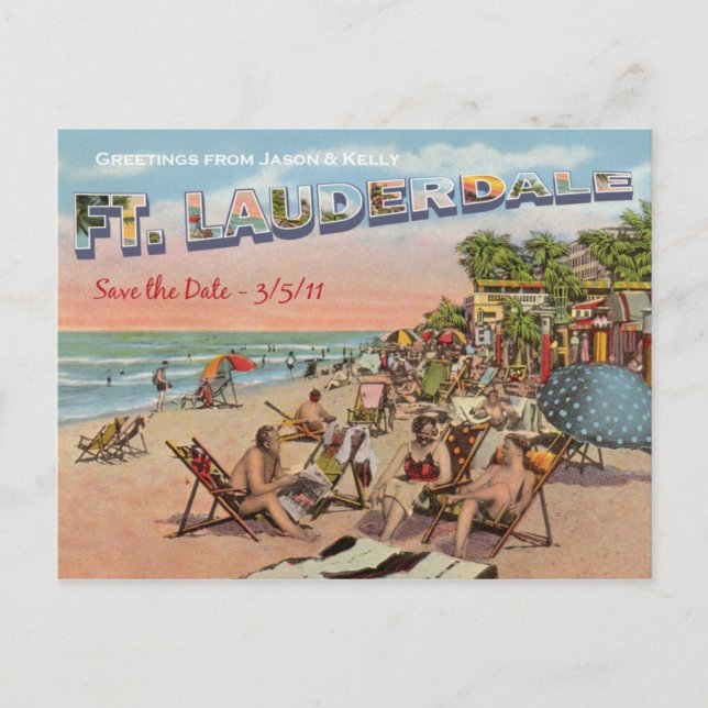 Spara datumet - Ft. Lauderdale Meddelande Vykort (Framsida)