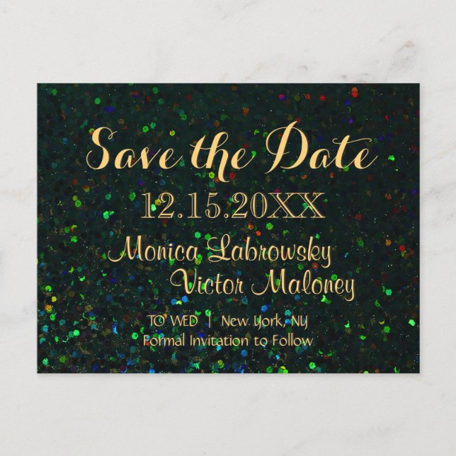 Spara datumet | Glitter Natt Meddelande Vykort (Framsida)