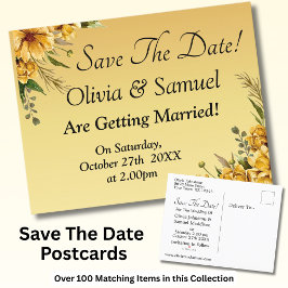 Spara datumet Golden Gula blommor Bröllop Suite Meddelande Vykort