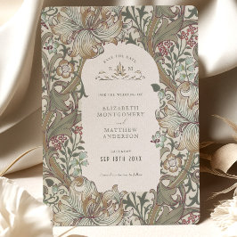 Spara datumet Golden Lily Earthy Beige Morris Inbjudningar