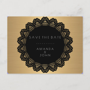 Spara datumet Golden Minimalism Black Meddelande Vykort
