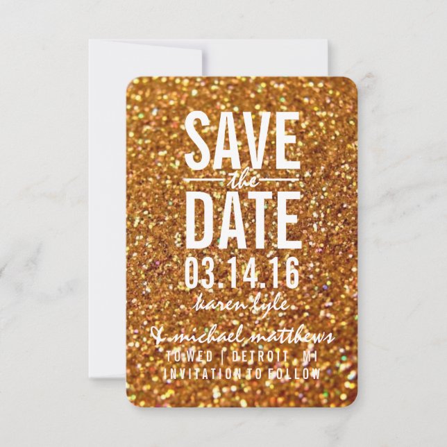 Spara datumet | Guld Glitter Fab II (Framsida)