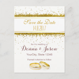 Spara datumet Guld Glitter Ringar - vykort