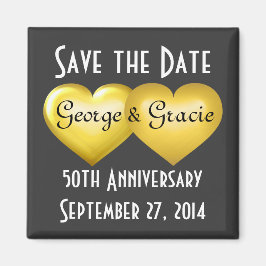 Spara datumet Guld Hearts 50-årsdagen Magnet