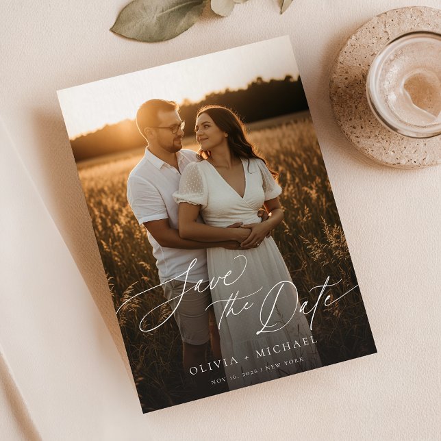 Spara datumet i Boho, Spara datumet i foto-minimal Inbjudningar (Skapare uppladdad)