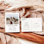 Spara datumet i Boho, Spara datumet i foto-minimal Vykort<br><div class="desc">Den här vackra Spara datuminbjudan har en fantastisk minimilayout för Spara datum meddelande där du kan skapa något unikt för dig! Redigera enkelt ordalydelsen och färg för att matcha stil! Färg för text och bakgrund är helt redigerbara —> Klicka på Redigera med Design Verktyg om du vill redigera det! —...</div>