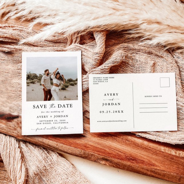 Spara datumet i Boho, Spara datumet i foto-minimal Vykort (Skapare uppladdad)