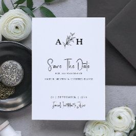 Spara datumet i eleganten Modern Simple Monogram Inbjudningar