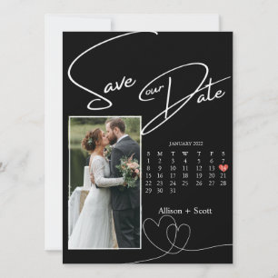 Spara datumet i en fotomodern skriptkalender