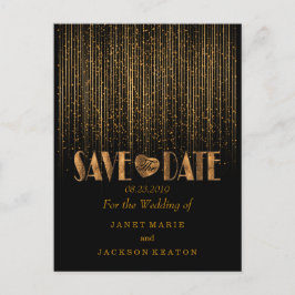 Spara datumet i en Golden Shower och svart Meddelande Vykort