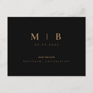 Spara datumet i Guld Monogram Black Vykort