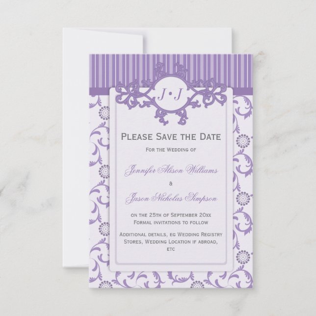 Spara datumet i Lavender med Ornate Mönster (Framsida)